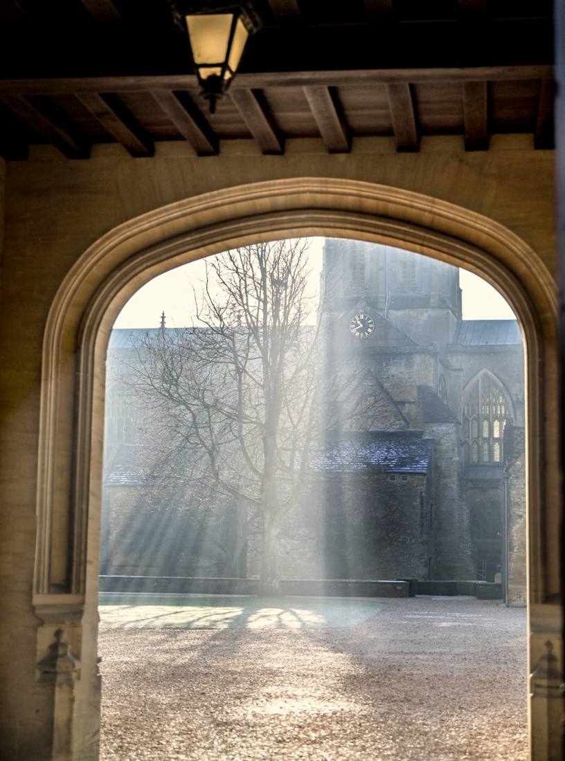 Sherborne Dorset: light through the historic archway